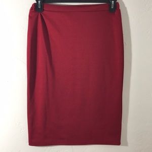 Stretch red pencil skirt with elastic waist